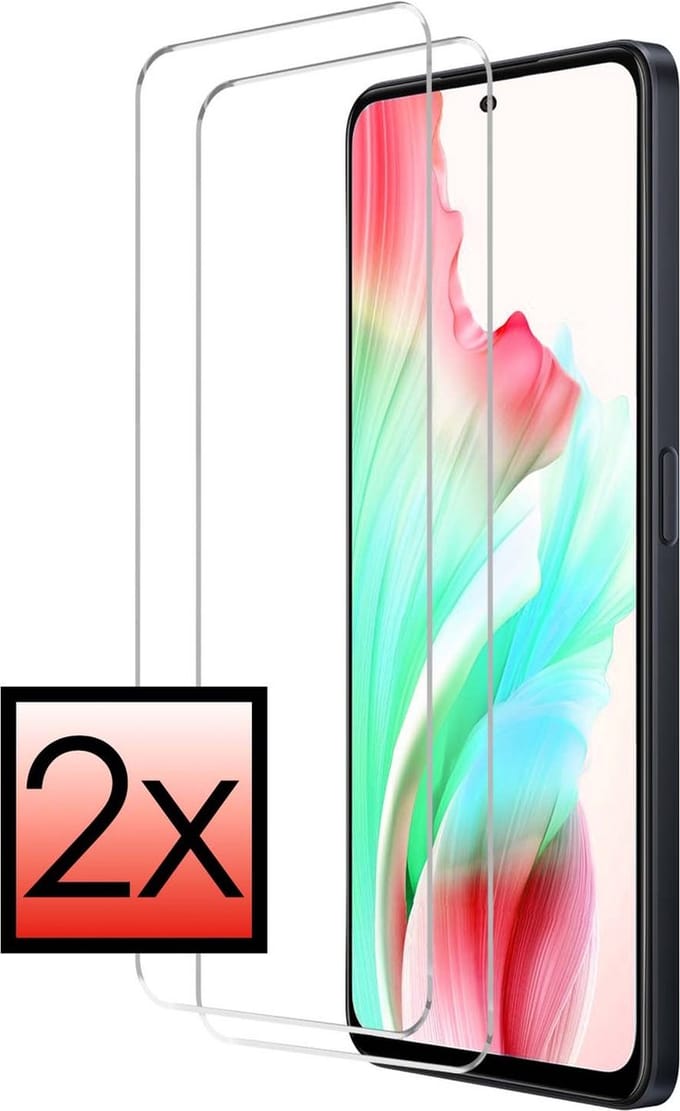 Screenprotector - 2 Stuks - Geschikt voor OPPO A58 - Extra Sterk - Beschermglas - Gehard Glas - Tempered Glass - Screen Protector - Bescherm Cover