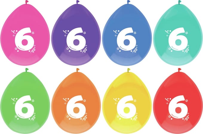 Haza Ballonnen - 6 jaar - leeftijd verjaardag - 24 stuks - 29 cm