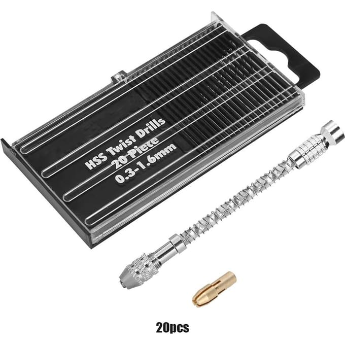 Micro Mini draagbare gereedschapsset kleine handboor & 20 stuks spiraalboren 0,31,6 mm
