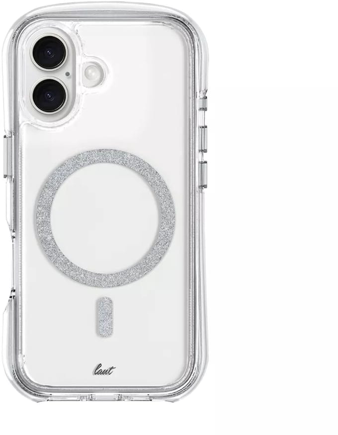 LAUT AERO SPARKLE iPhone Hoes – Crystal Clear met Glinsterend Effect & 6m Valbeveiliging | MagSafe Compatible | Apple iPhone 16