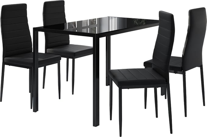 Vicco Grand Eettafel set – 120 x 75 cm Set van 4 Zwart