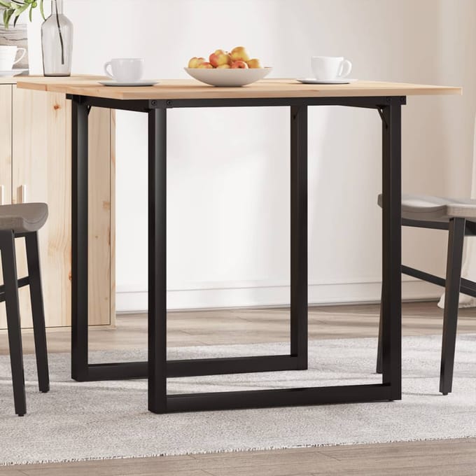 vidaXL - Eettafel - O-frame - 80x80x75 - cm - massief - grenenhout - en - staal
