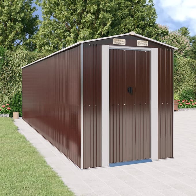 vidaXL - Tuinschuur - 192x689x223 - cm - gegalvaniseerd - staal - donkerbruin