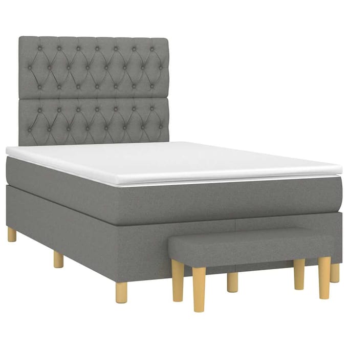 vidaXL - Boxspring - met - matras - stof - donkergrijs - 120x190 - cm