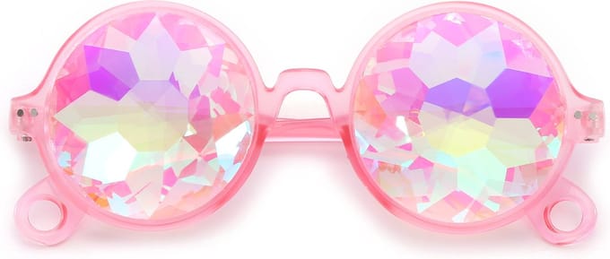 LOUD AND CLEAR® - Caleidoscoop Bril - Spacebril - Space Bril - Festival Bril - Rond - Roze