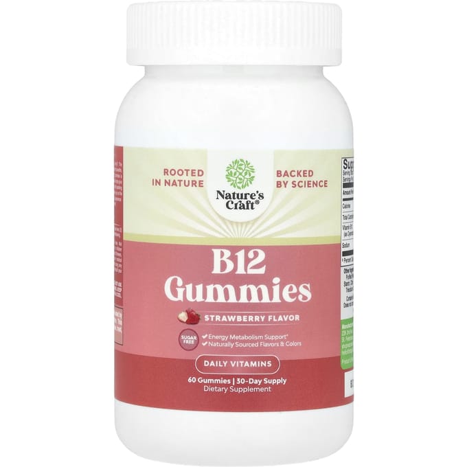 Nature's Craft, gummies B12, fraises, 60 gummies
