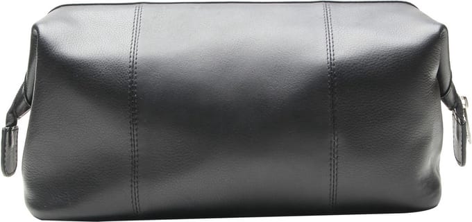Esquire Leren Utensil zak Spa Cosmetic Bag Black Zwart