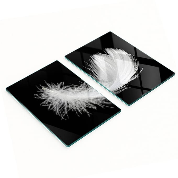 Multifunctionele decoratieve glazen borden met verenprint 2x40x52 cm