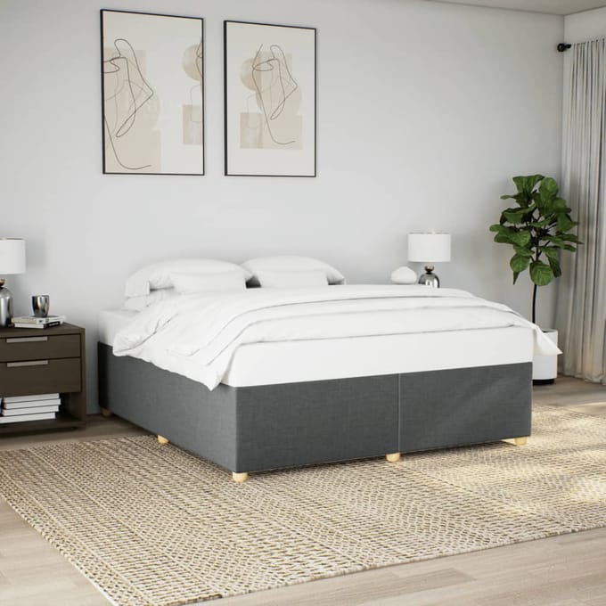 vidaXL - Bedframe - zonder - matras - stof - donkergrijs - 180x200 - cm
