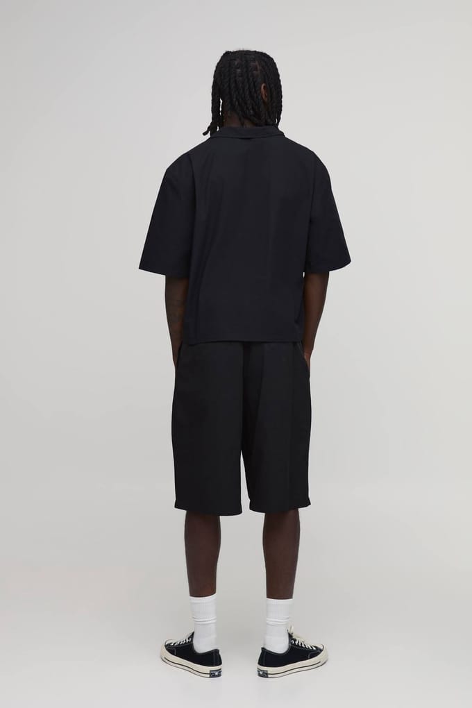 Oversized Boxy Shirt Met Ofclman Print En Korte Mouwen | Black | Size Medium