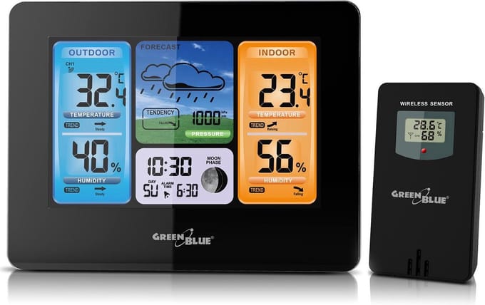 Draadloos weerstation met DCF-systeem - GreenBlue GB526