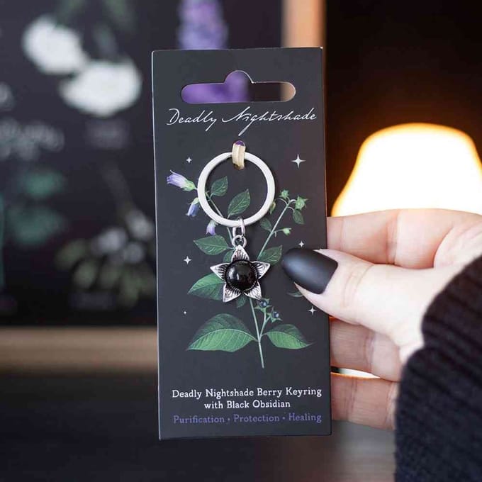 Something Different - Deadly Nightshade with Black Obsidian Sleutelhanger - Multicolours