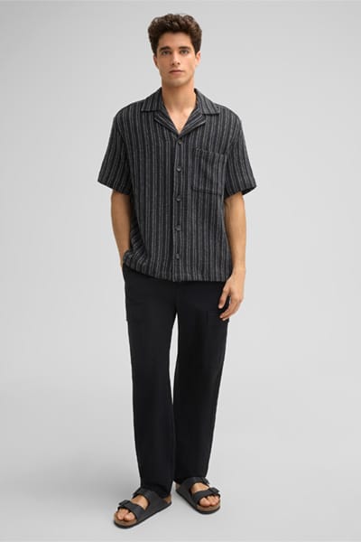 Gebreid shirt Noem, zwart gestreept