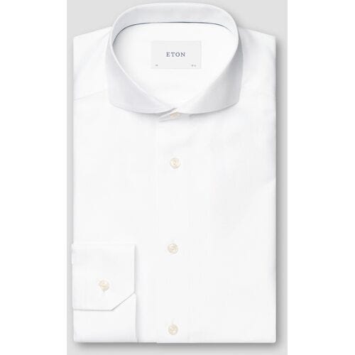 Eton Overhemd Luxury Fine Herringbone Wit / male