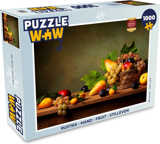 Puzzel Rustiek - Mand - Fruit - Stilleven - Legpuzzel - Puzzel 1000 stukjes volwassenen
