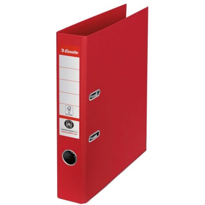 Esselte No. 1 Ordner A4 - Rugbreedte van 50mm - 100% Gerecycled Karton - Rood