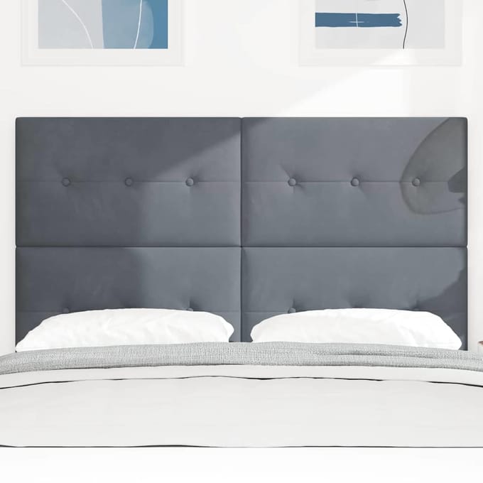 vidaXL - Hoofdbord - Donkergrijs - 144 - cm - Fluweel
