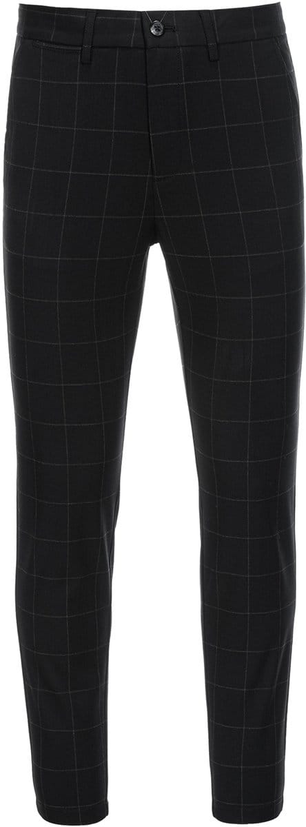 OMBRE Broek - Slim Fit - Rits - Geruit Zwart L