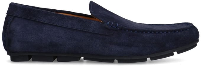 Manfield - Heren - Donkerblauwe suède loafer - Maat 41