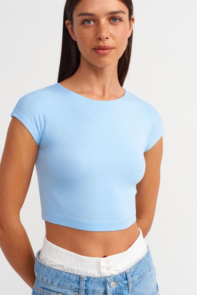 Slim Fit Crop Jersey Blouse