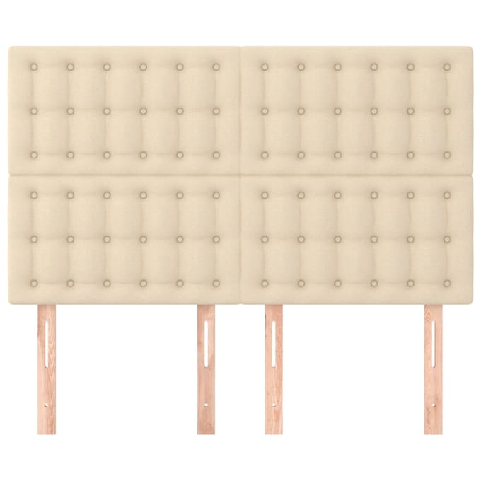 vidaXL - Hoofdbord - crème - 144x5x118/128 - cm - stof