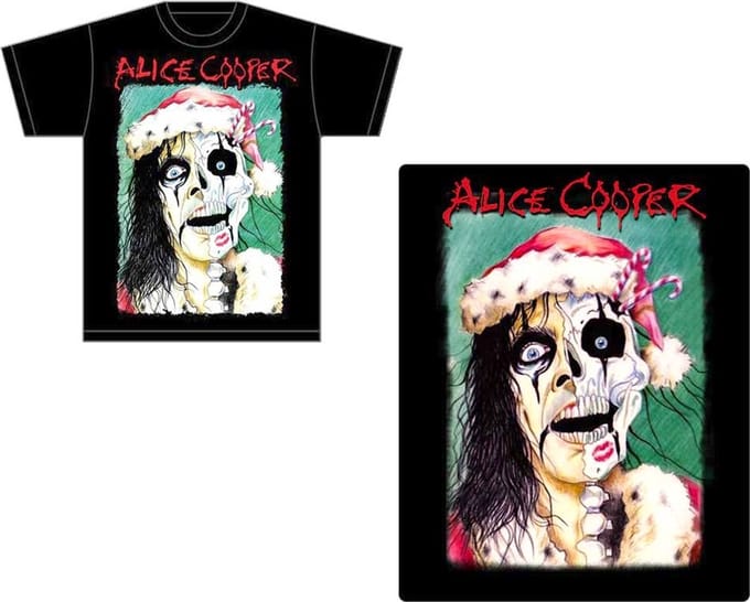 Alice Cooper - Xmas Card Heren Tshirt - L - Zwart