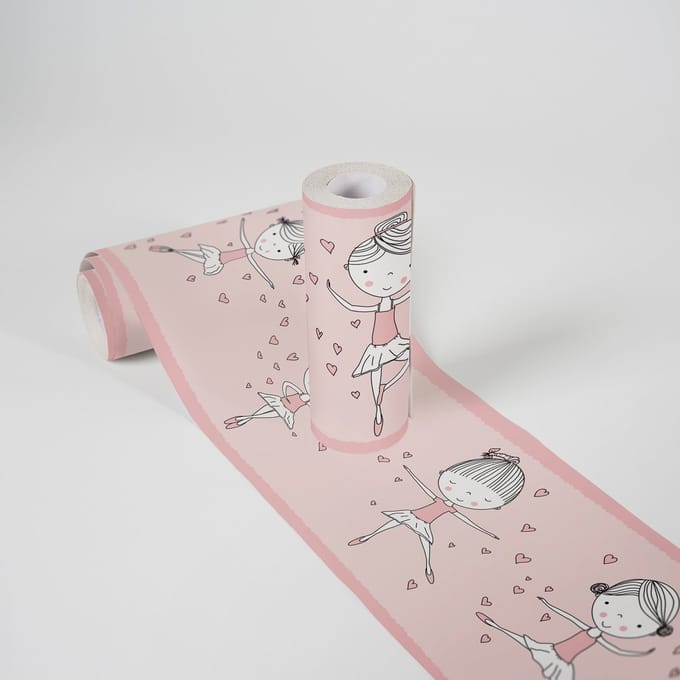 DANSENDE BALLERINA BEHANGRAND | Zelfklevend - roze - A.S. Création Only Borders 11