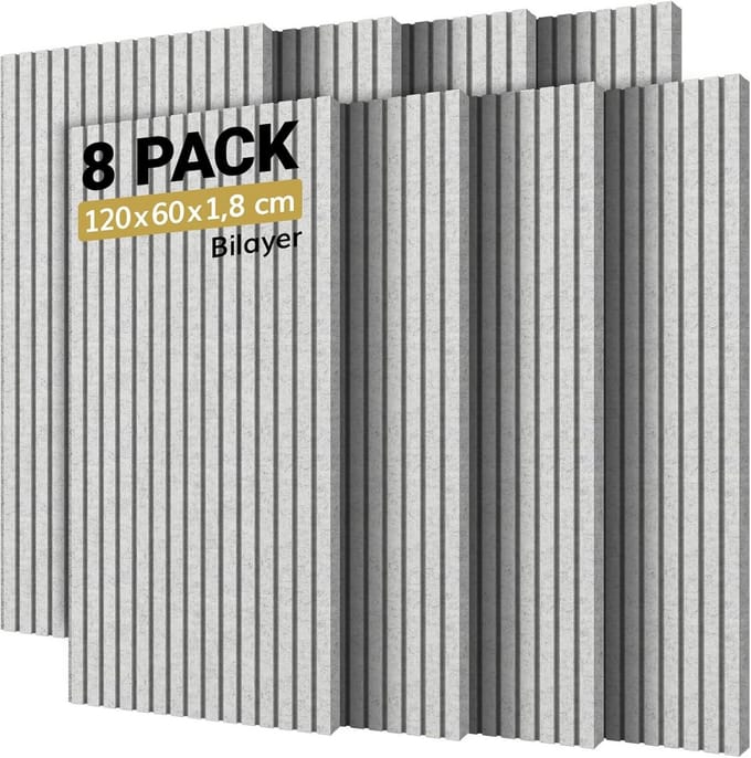 Akoestische Panelen Zelfklevend Groot Formaat Geluidsisolatie Polyester Grijs (8 Stuks)