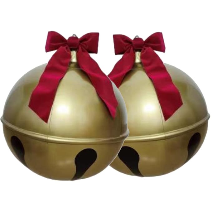 23,6 inch opblaasbare kerstbal PVC grote Jingle Bell boogdecoratie voor buitentuin 600mm rood