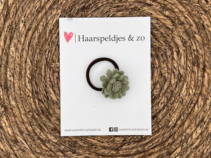 Elastiek - per stuk - hippe kleuren - met bloem - meisjes - blossem - groen