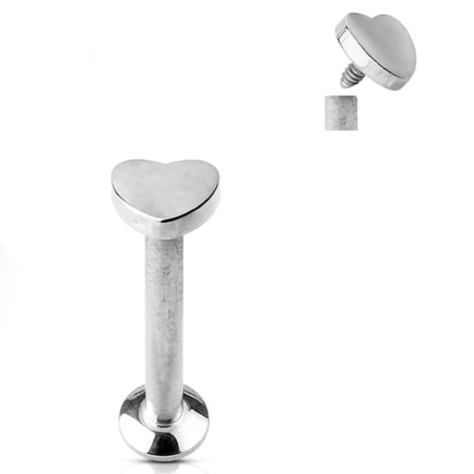 Piercing plat hartje chirurgisch staal 1.2x8 - zilver - LMPiercings