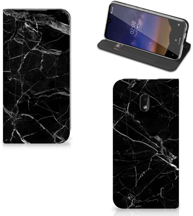 Nokia 2.2 Standcase Marmer Zwart - Origineel Cadeau Vader