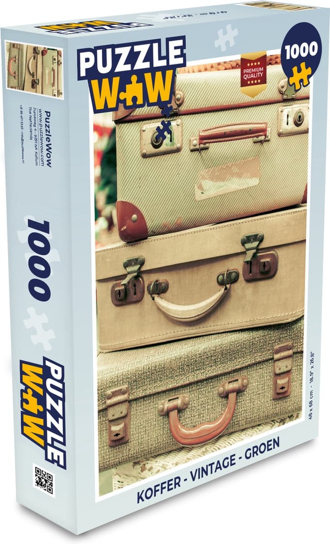 Puzzel Koffer - Vintage - Groen - Legpuzzel - Puzzel 1000 stukjes volwassenen