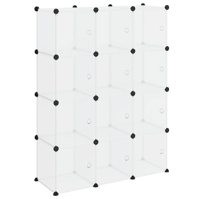 vidaXL - Opbergkubus - organizer - met - 12 - kubussen - en - deuren - transparant - PP