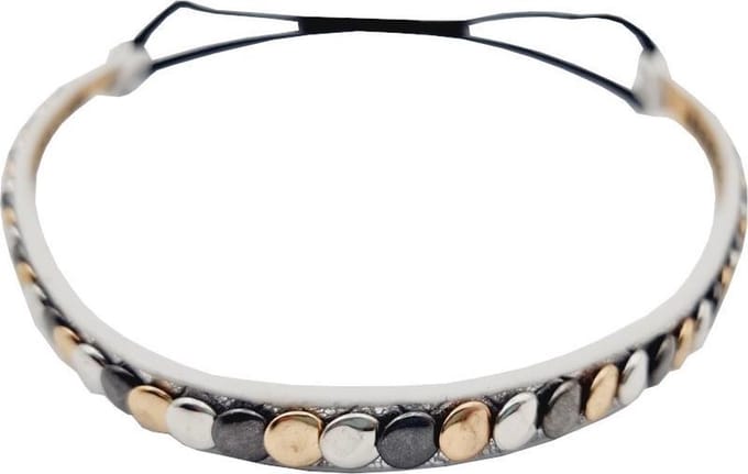 Haarsoires Haarband Sierband 1cm - Studs - Grijs Koper Zilver