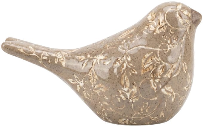 Clayre & Eef Decoratie Beeld Vogel Bruin Keramiek