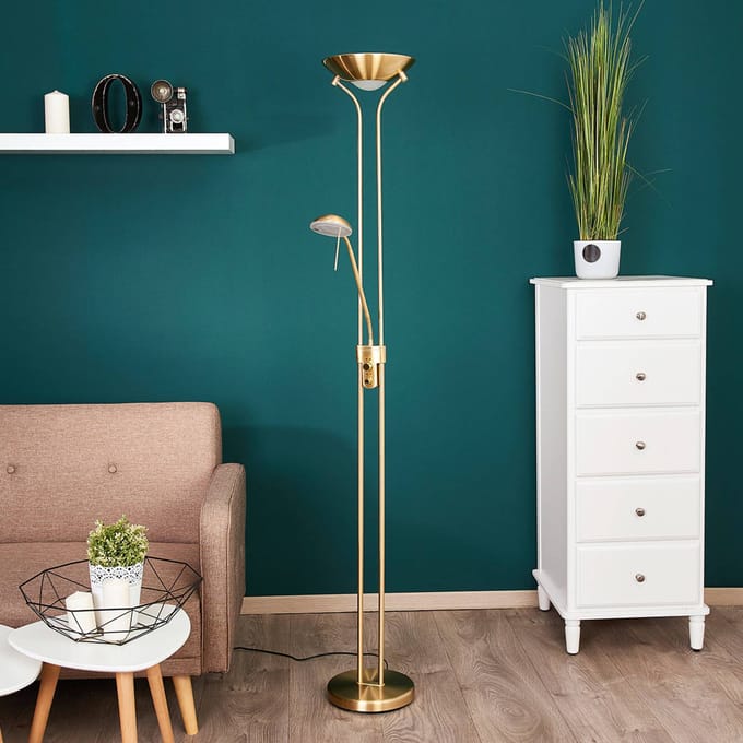 Lindby LED leeslampje Josefin, messing, leeslampje, dimbaar