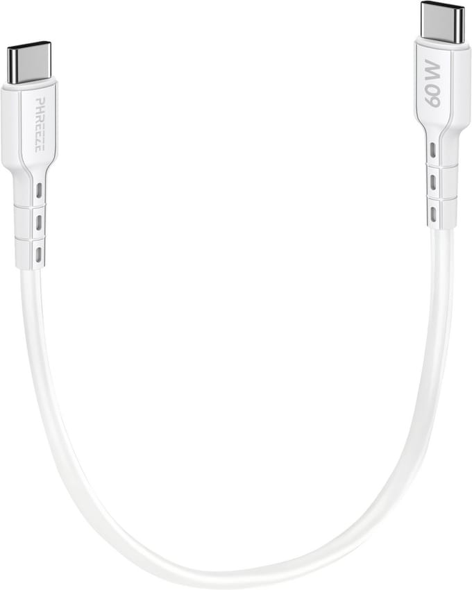 Korte usb C kabel - Usb C naar usb C - 65w fast charge & 480mbps data - Flexibel - 30cm - Phreeze