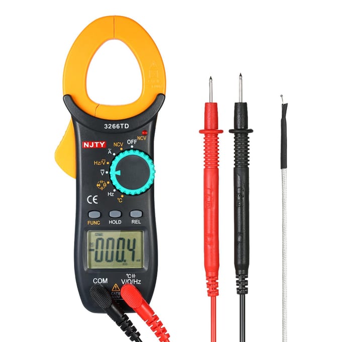 NJTY Digitale Stroomtang 4000 Telt Auto Range Multimeter met NCV Test AC/DC Spanning Wisselstroom
