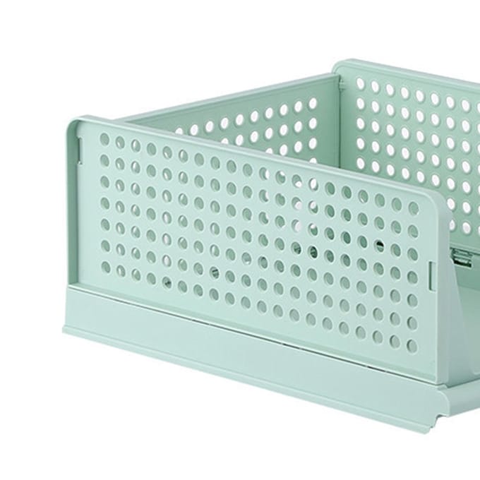 Stapelbare Opbergmand Plastic Groot Open Lade Kledingkast Kledingcontainer voor Slaapkamer Woonkamer groen