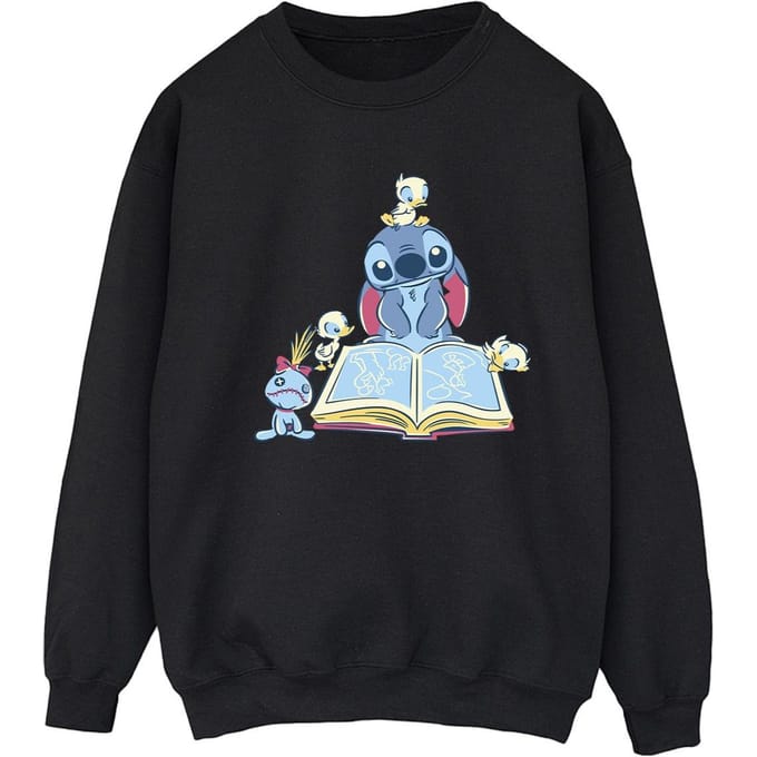 Disney Dames/Dames Lilo & Stitch Boek Lezen Sweatshirt (Zwart)