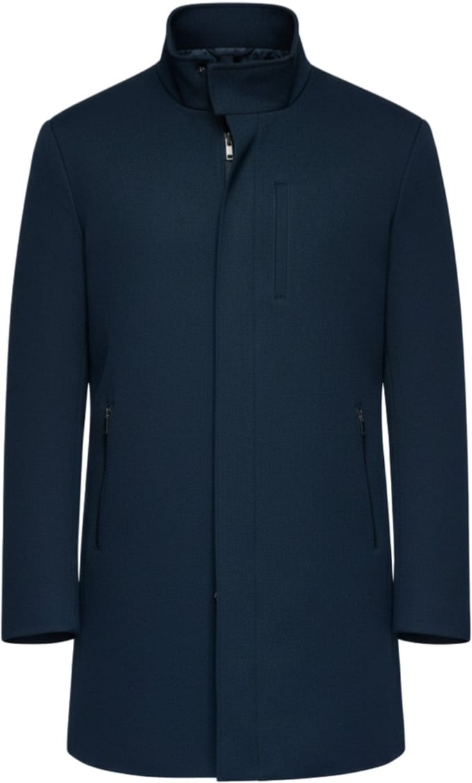 OMBRE Jas - Lange Mouw - Rits - Effen Marine S