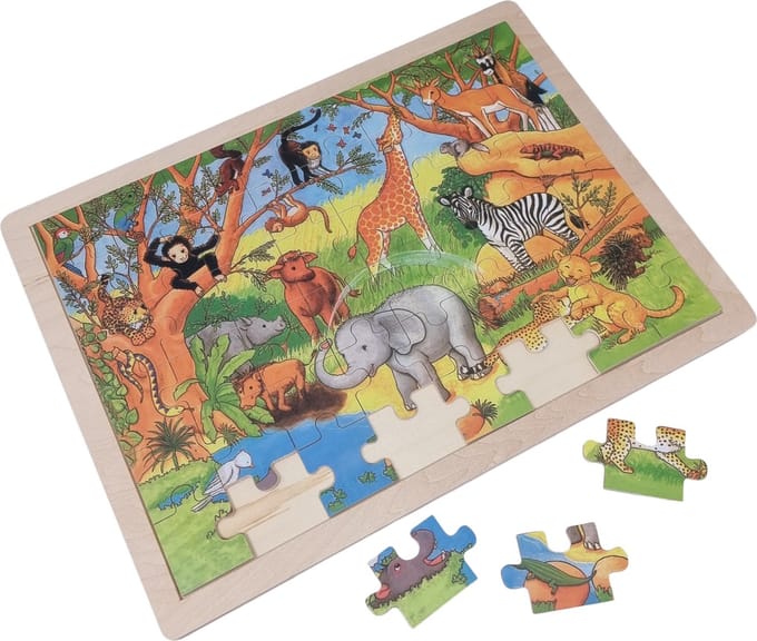 Legpuzzel jungle - puzzel 48 stukjes in houten frame