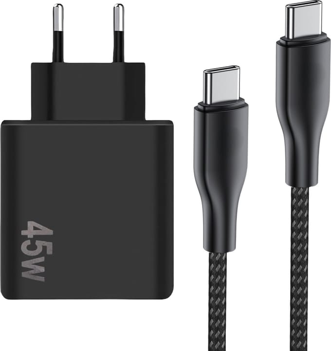 45w usb C adapter geschikt voor Samsung super fast charging 2.0 - 1m - zwart