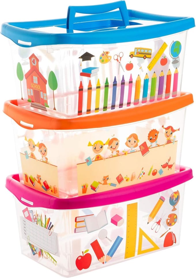 Famanu - Kinderbox met deksel 4L 29.2x19.3x13.2cm set van 3