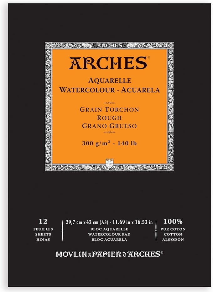 Aquarelpapier Blok A3 Grof 300g/m² - 12 Vel Gelijmd