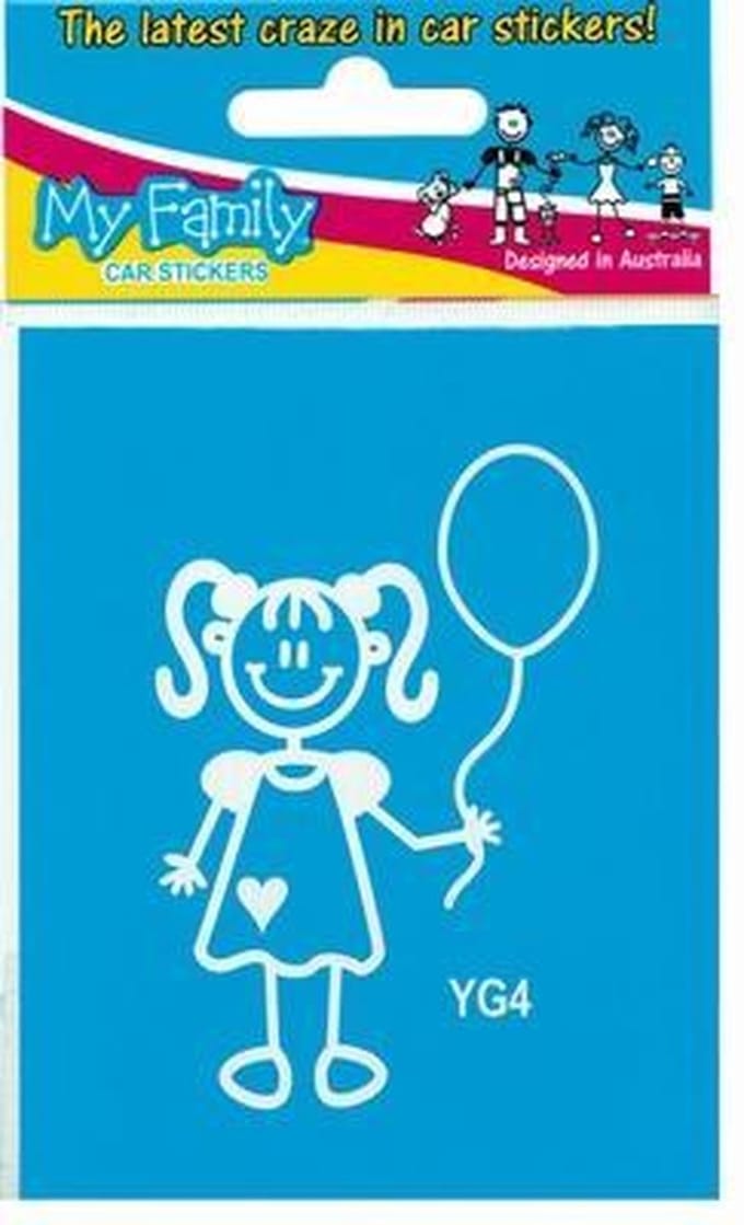 Meisje met ballon - autosticker - wit - 6,5 cm
