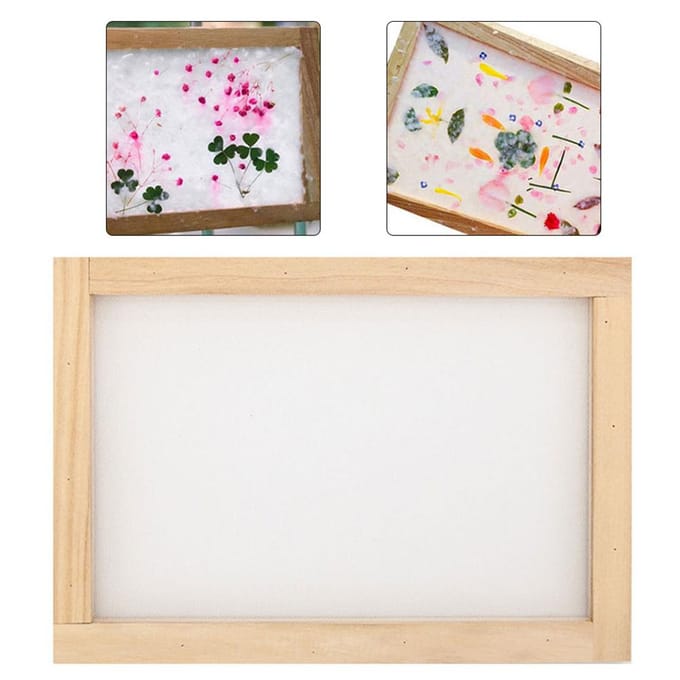 (ZH) Outil Cadre de Fabrication de Papier en Pâte de Fleurs et d'Herbes DIY 20*30cm white