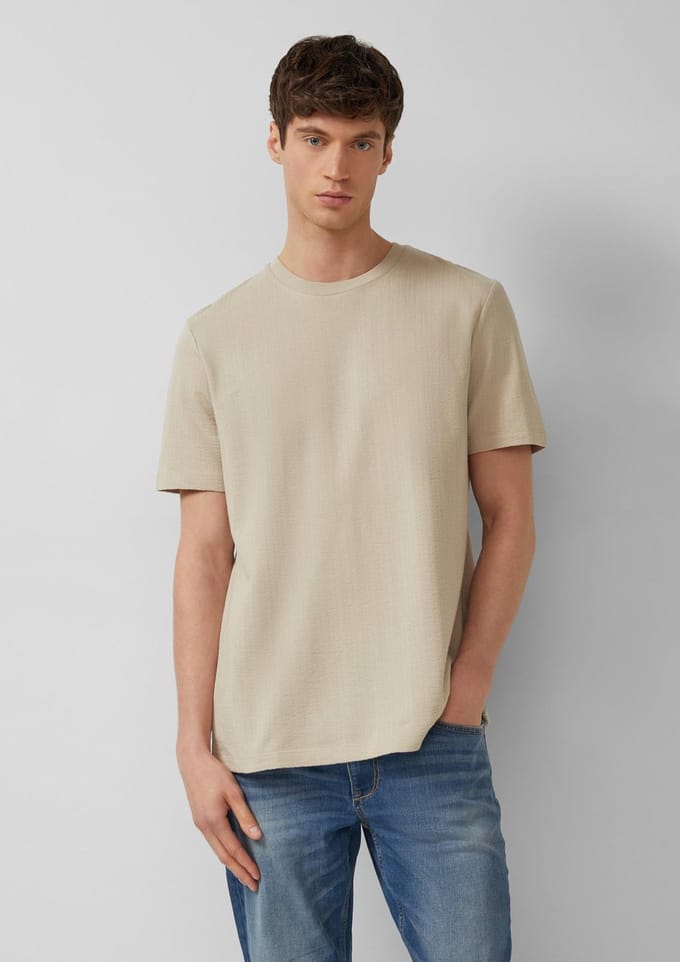 s.Oliver - male - T-shirt met structuur van puur katoen