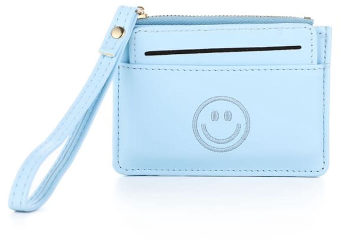 portemonnee - coin purse - happy face - licht blauw -